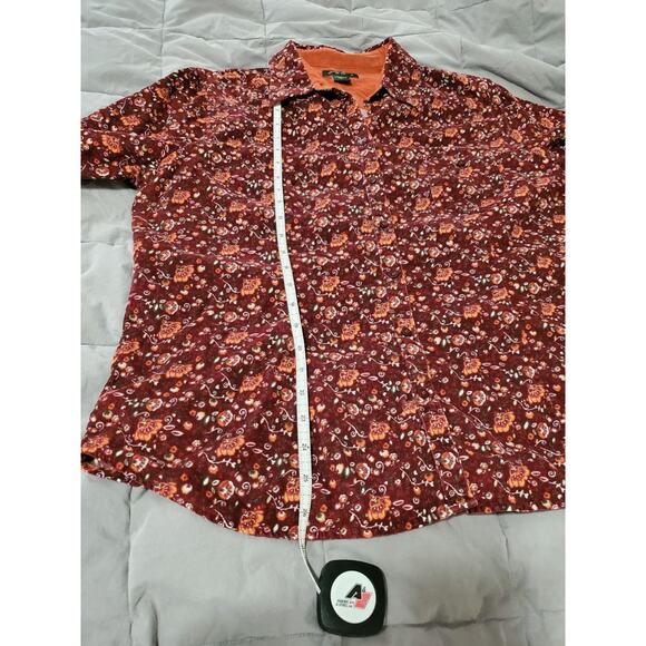Vintage 90’s Eddie Bauer Women’s Corduroy Floral Button Up Collar Shirt Size XL - Picture 5 of 14